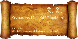 Kratochvill Kálmán névjegykártya